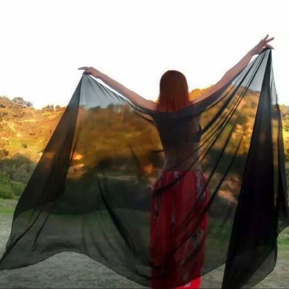 Belly dance veil. Black chiffon. 2.5 yards x 54 inches. New - Picture 2 of 2